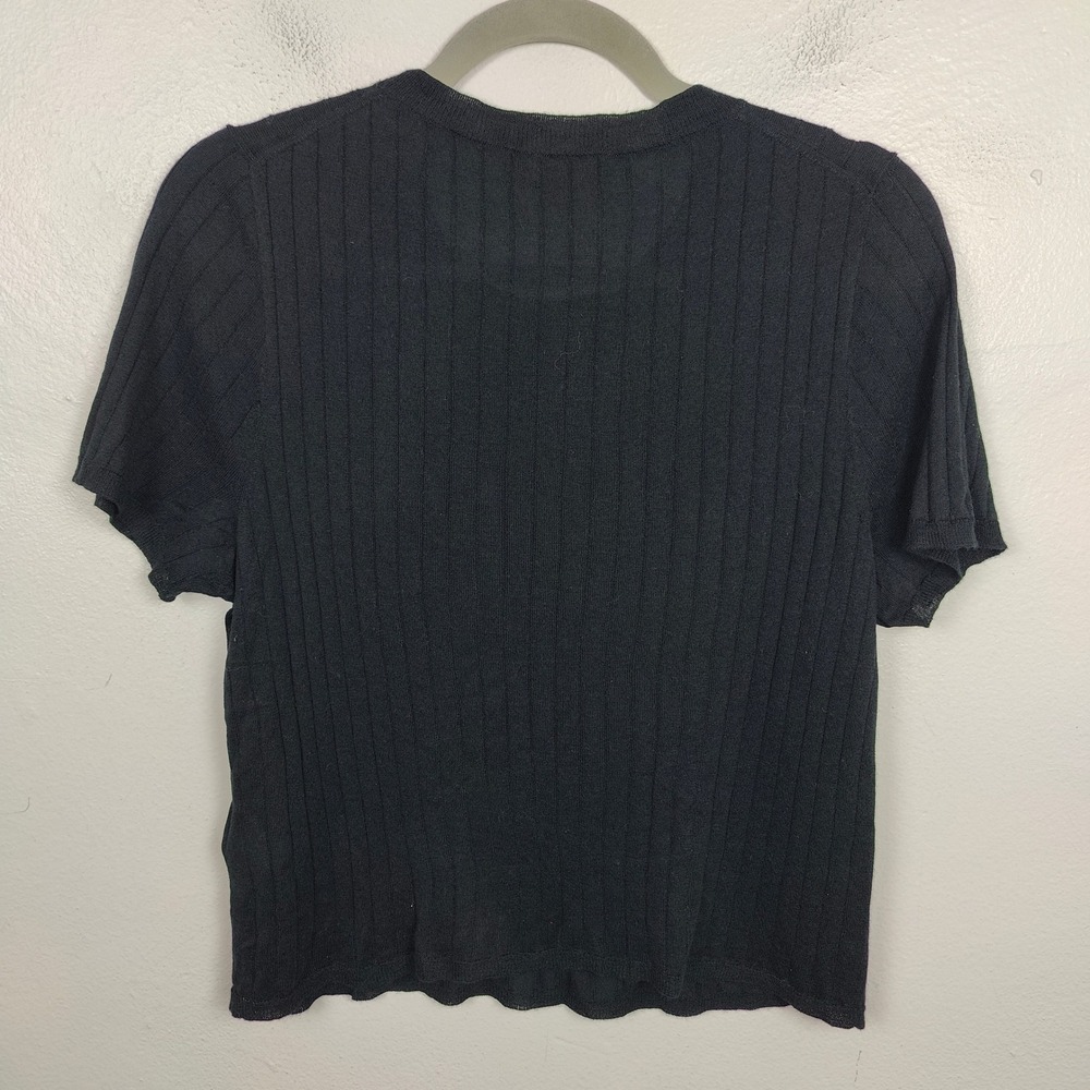 J.Crew Silk Cashmere-blend Cropped T-shirt Womens‎ Large Black Minimalist Preppy - Picture 4 of 9
